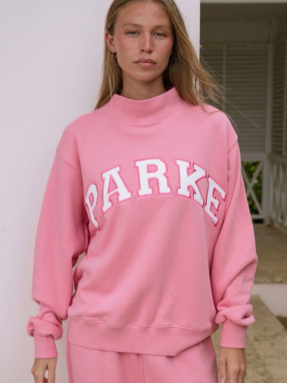 Parke Heritage Varsity Mock Neck Sweatshirt - Summerland Collection - Conch